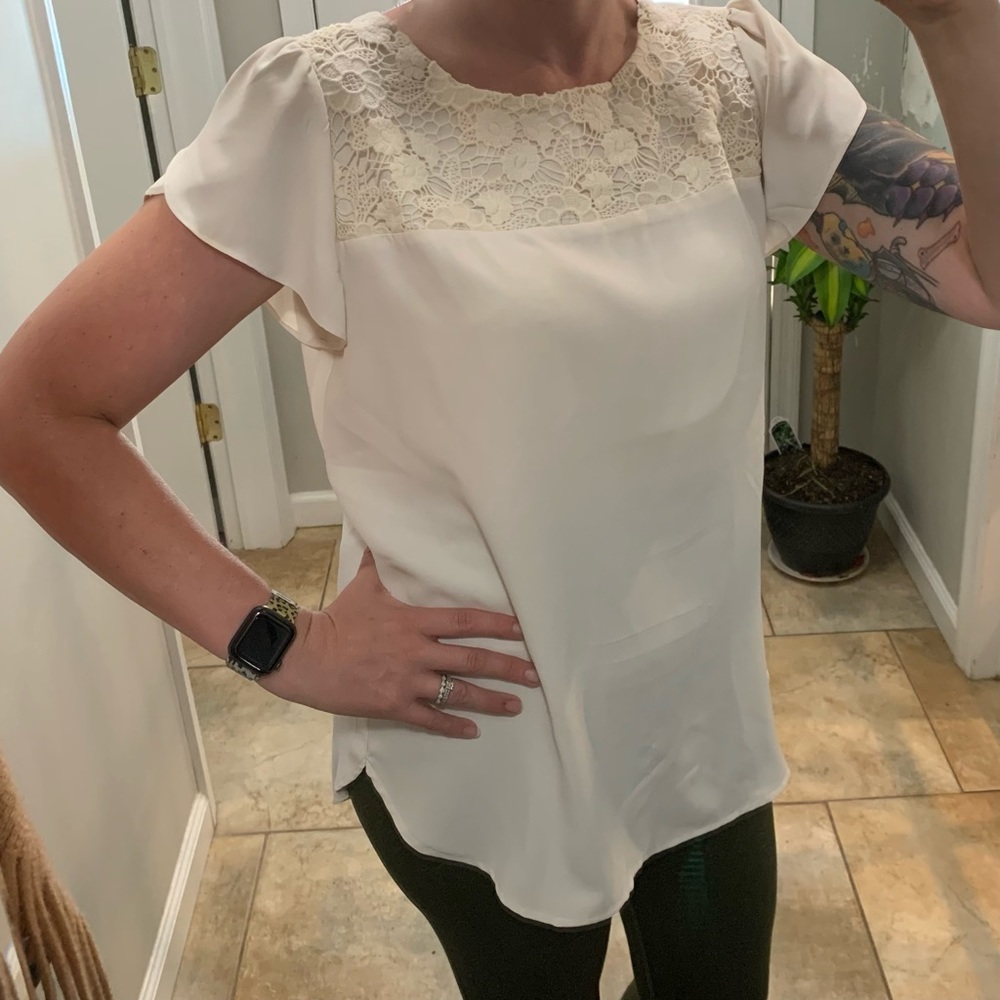 White Summer Blouse by LOFT